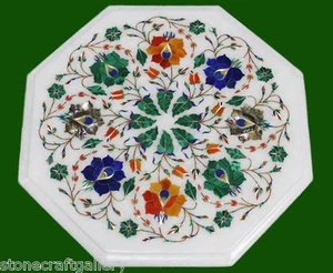 12" Marble Coffee Table Top Stone Inlay Handicraft Work Home Decor - Picture 1 of 4