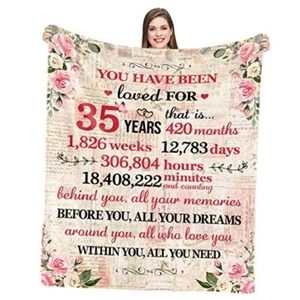 35th Birthday Gifts for Women Happy 35th Birthday 60"x50" Blanket-35 Years - Picture 1 of 8