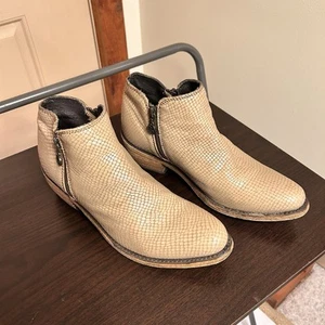 Liberty Black Double Zip Bootie Snakeskin Leather Size 9 - Picture 1 of 14