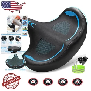 Übergroßer Fahrradsitz Blau Komfort Gepolstert Ergonomische Stoßdämpfung 330lb - Bild 1 von 9
