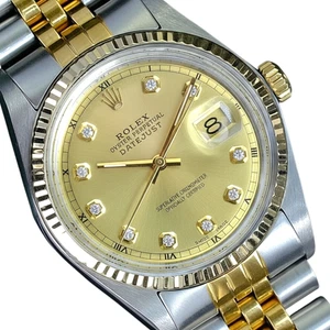 Orologio Rolex Uomo Datejust Acciaio Oro Champagne Quadrante Diamante Giubileo 36mm 1601 - Foto 1 di 22