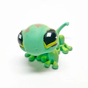 Littlest Pet Shop LPS Green Gecko Lizard Pink Flowers #492 Kunststoff Figur 2007 - Bild 1 von 2