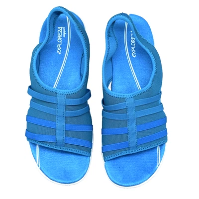 Sandalias Easy Spirit para mujer en azul elástico con cuña trasera brumosa para día brumoso talla 8.5 ancho Foto 1 de 4