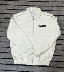 Handmade Cowhide leather Bomber Jacket Custom White Leather Jacket for Men - Picture 1 of 8