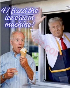 MÁQUINA DE HELADOS DONALD TRUMP WORKING MCDONALDS JOE BIDEN ESTÁ ARREGLADA POR 47 - Imagen 1 de 4
