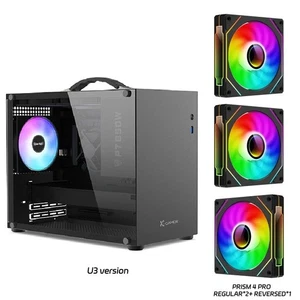 Power Train X100 Portable Mini-ITX/MATX PC Case USB3.0 Type-C Tempered Glass - Picture 1 of 20