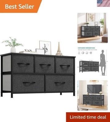 Contemporary 5-Drawer Dresser in Black Ash Grey - Stylish Organization Unit - Image 1 of 4