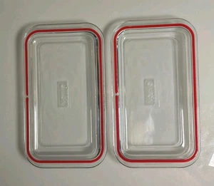 2er Set Pyrex Glas Kühlschrank Geschirr Deckel (nur) 7214C roter Rand rechteckig - Bild 1 von 7