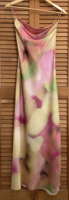 ZARA Slip Dress Midi Spaghetti Straps Cowl Neck Multicolor Tie-Dye Women’s Med - image 1 of 4