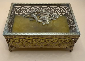 Vintage Antique Classic Beautiful Regency Matson Gold Tone Jewelry Box Storage - Picture 1 of 7