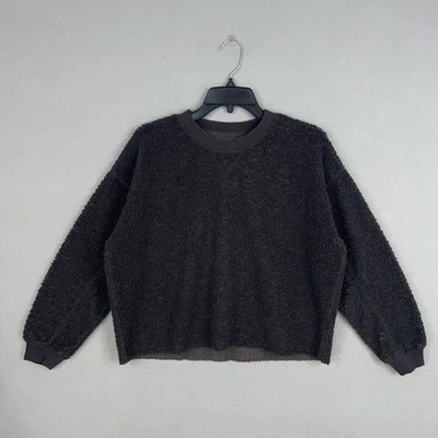 American Eagle Sweater Womens Small Gray Sherpa Fleece Teddy Oversized Crop Cozy - Image 1 of 4