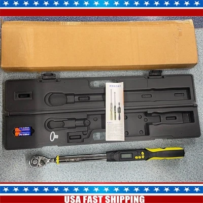 GEARZAAR Adjustable 1/2" Drive 10-200Nm Calibrated Digital Torque Wrench + Battery + Key