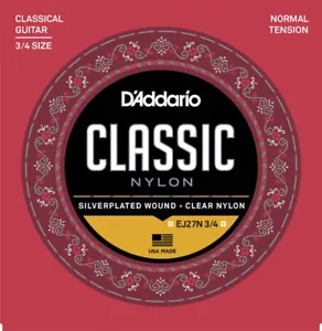 Cuerdas de guitarra clásica de nailon para estudiantes D'Addario EJ27N 3/4, tensión normal - Imagen 1 de 1