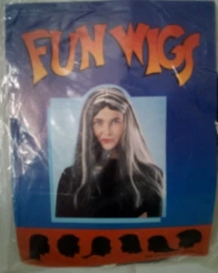 FUN WIGS LONG BLACK WITH GRAY [size 8 to adult] - Picture 1 of 1