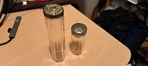 Antik Silber Gekrönt Schnitt Glas Schminktisch Gläser Behälter Sehr guter Zustand - Bild 1 von 6