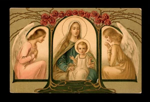 antica cartolina NATIVITA',ADORAZIONE DEGLI ANGELI - Imagen 1 de 1