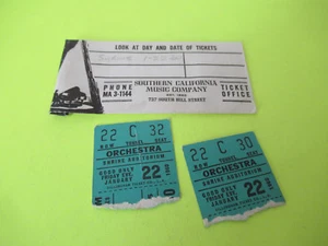 VINTAGE 1960 SHRINE AUTORIUM TICKET STUBS - Picture 1 of 2