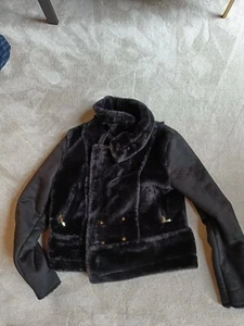 Coast faux fur biker coat Womens M - Picture 1 of 5