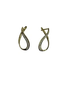 Estate 3/4 ctw Genuine Channel Diamonds Sideways Hoop Earrings 14k Yellow Gold - Picture 1 of 4