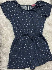Mumu Coco Girl 10 Romper Tulip W Dots Heather Blue Pockets Elastic Waist - Picture 1 of 5