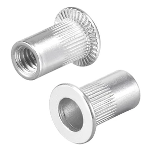 #8-32 Rivet Nuts Aluminium Alloy Knurled Flat Head Threaded Insert Nut Silver... - Picture 1 of 12
