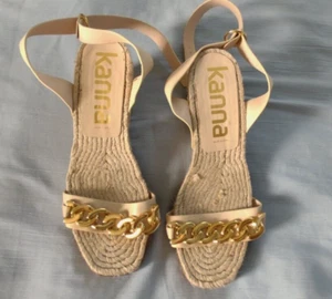 Kanna Women's Show Toe Wedge Slingback Sandal  Size 39 - Picture 1 of 3