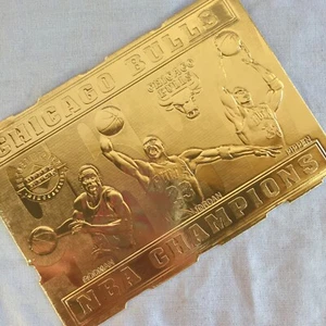 Tarjeta de campeones de los Chicago Bulls de oro 22k de Jordan Pippen Rodman #00078 - Imagen 1 de 15