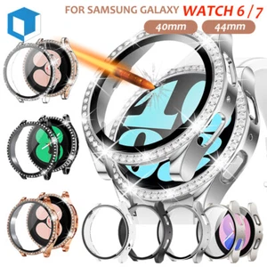 F Samsung Galaxy Watch 6 7 40/44mm Screen Protector Glass Case Cover PC Diamond - Picture 1 of 14