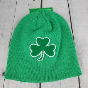 Dan Dee Knit Beanie Hat Ireland Shamrock Clover Logo Green - Picture 1 of 4