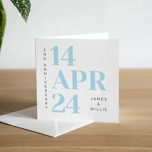 Tarjeta Personalizada 2º Aniversario Boda Esposa Algodón Aniversario Regalo Marido - Imagen 1 de 2