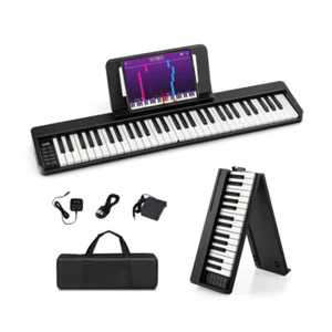 Folding Piano Keyboard with Full Size Keys 61-Key Music Stand Portable Carry Bag - Picture 1 of 12
