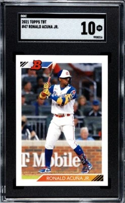 2021 Topps Throwback Thursday #47 Ronald Acuna SGC 10 GEM MINT Braves Pop 2 TBT - Image 1 of 2