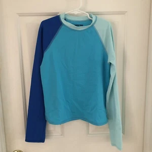 Lands’ End Rash Guard Kids Girls Size 12 Blue Long Sleeve Lined - Picture 1 of 5