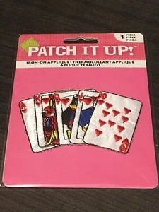 Patch It Up Iron-On Applique Patch Heart Royal Flush - 3" x 1.5" - Picture 1 of 2