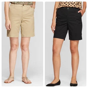 Pantalones cortos chinos de 9" para mujer - Un nuevo día - varía los colores - negro o bronceado - varía las tallas - B176 - Imagen 1 de 11