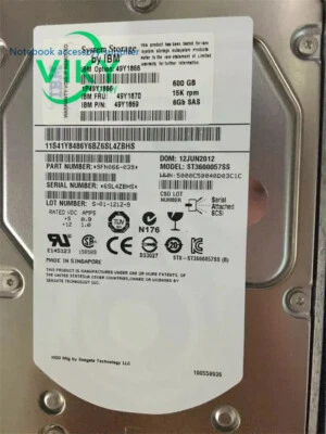 49Y1866 49Y1870 49Y1869 IBM 600GB 15K 3.5'' 6GBPS HS LFF SAS HARD DRIVE - Image 1 of 3