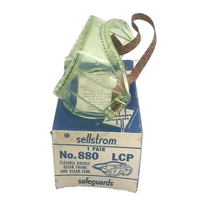 Vtg Sellstrom Safety Flexible Goggle Clear Frame #880 Orange/Green Strap *AS IS - Picture 1 of 9