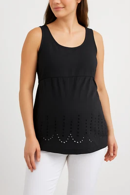 Gap Maternity Black Sleeveless Tunic Top  Medium - Laser Cut Detail  Lightweight - Image 1 of 4