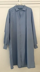 Aramark Light Blue Knit Cuff Snap Front Lab Coat - Picture 1 of 2