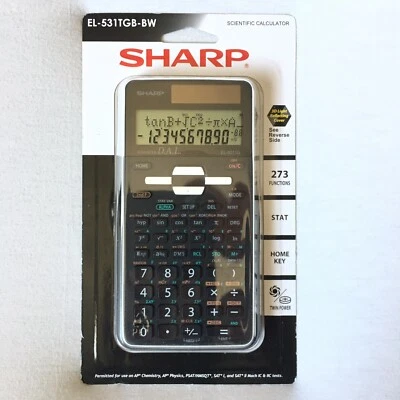 New Sharp EL-531TGB-BW  12 digit Scientific Calculator  Black & white Free S&H - Image 1 of 2