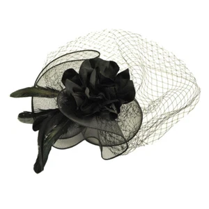 Tocado de malla accesorios funerarios para mujer Miss Fascinator sombrero clip novia - Imagen 1 de 12