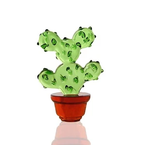 Hand Blown Glass Cactus Figurine Craft Crystal Paperweight Collectibles Decor - Picture 1 of 10