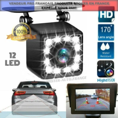 Caméra de Recul 170°✅CMOS Voiture Vue Arrière ★Vision Nocturne Etanche 12 LED HD - Photo 1/4