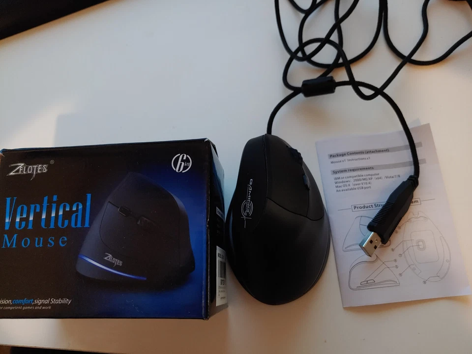 Zelotes Vertical Corded 3200 DPI USB Mouse     (#k4) - Image 1 of 1
