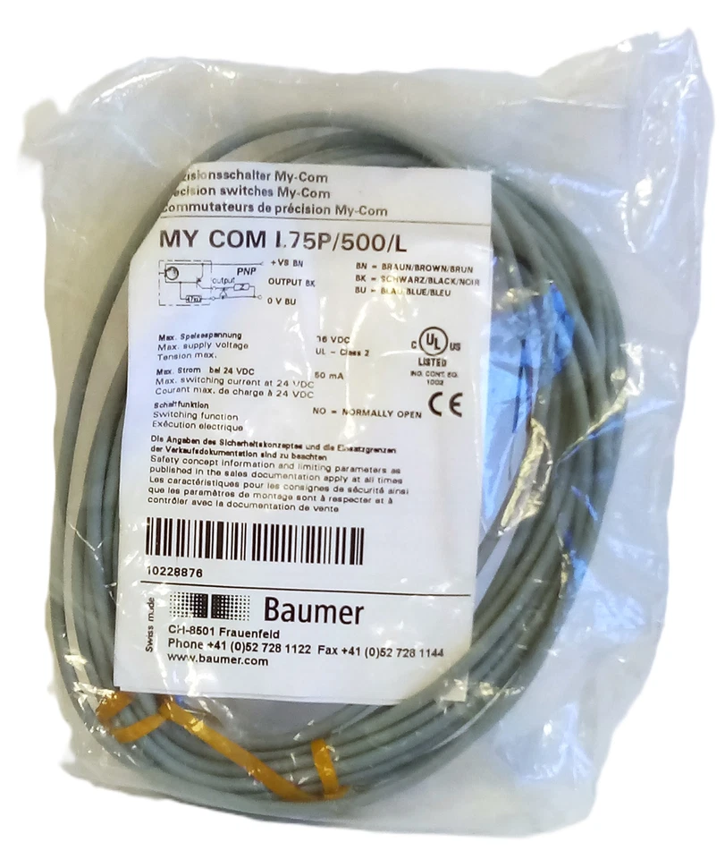 Baumer MY COM L75P/500/L 10228876 24-36VDC Precision Proximity Switch - Image 1 of 4