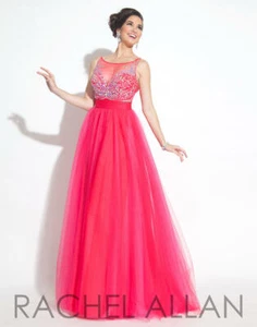 Rachel Allan 6955 Soft Tulle Ballgown in Watermelon or Royal Blue - Picture 1 of 7