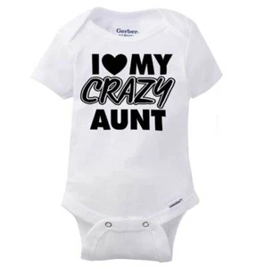 Niece Nephew Crazy Aunt Auntie Shower Gifts Newborn Baby Boy Girl Infant Romper - Picture 1 of 12