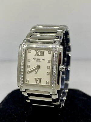Patek Phillipe Twenty 4 acero inoxidable esfera blanca diamante damas ¡¡con caja!!! Foto 1 de 4