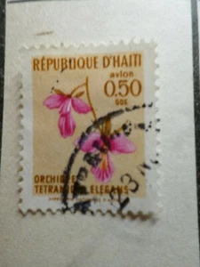 HAITI, timbre AERIEN 444, POSTE AERIENNE, AVION, oblitéré ORCHIDEE AIRMAIL STAMP - Foto 1 di 1