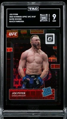 JOE PYFER 2023 DONRUSS OPTIC UFC #107 RATED ROOKIE BLACK PANDORA TAG 9 MINT!  - Image 1 of 2